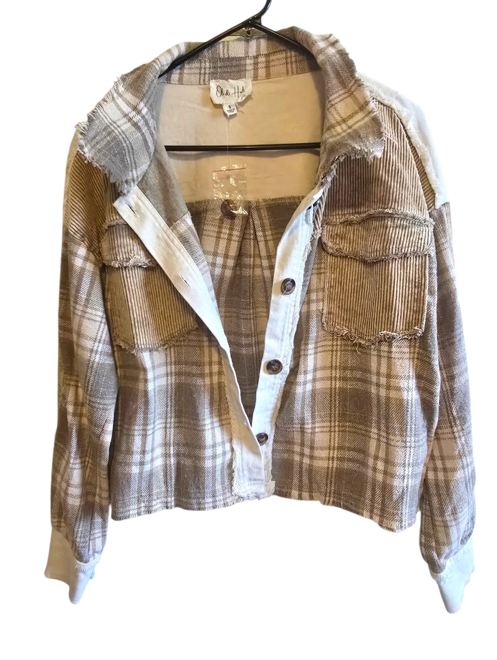 Oli & Hali Be Wild Washed Denim Plaid Color Jacket Size SM